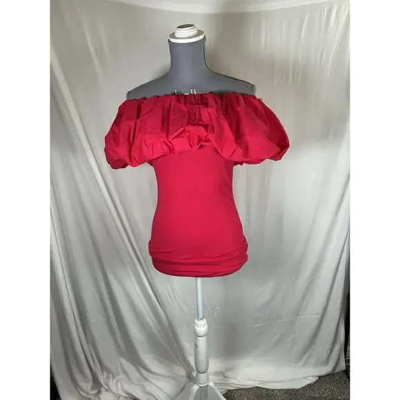 ZARA Hot Pink Off The Shoulder Mini Dress S NWT Party Cocktail Weddiing Guest - Picture 2 of 6